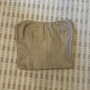 Beige Leather Corset Top